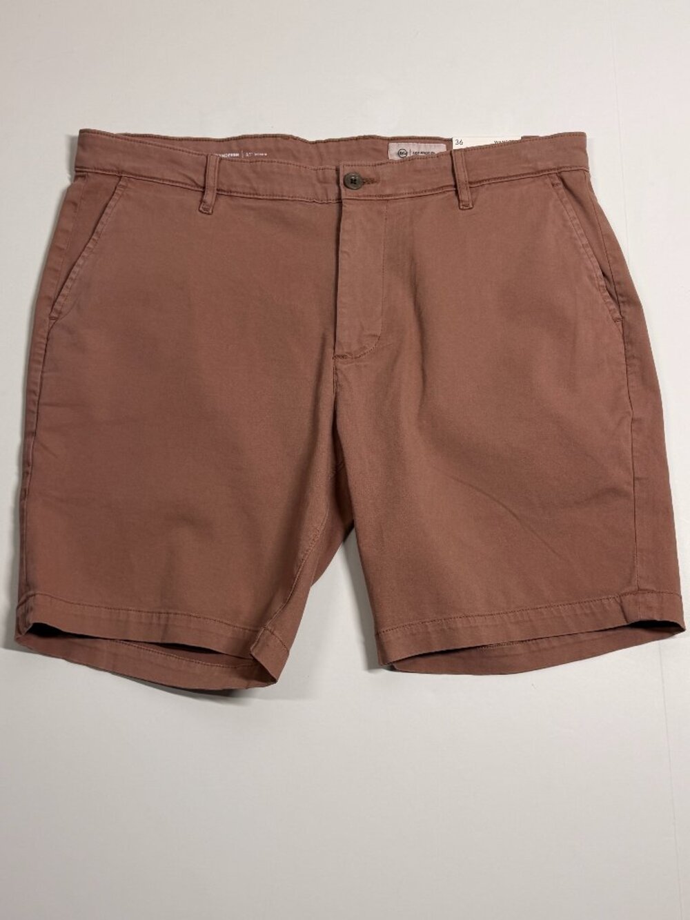 NWT AG Wanderer 8.5-Inch Stretch Cotton Slim Trouser Shorts - Brown - Size 36